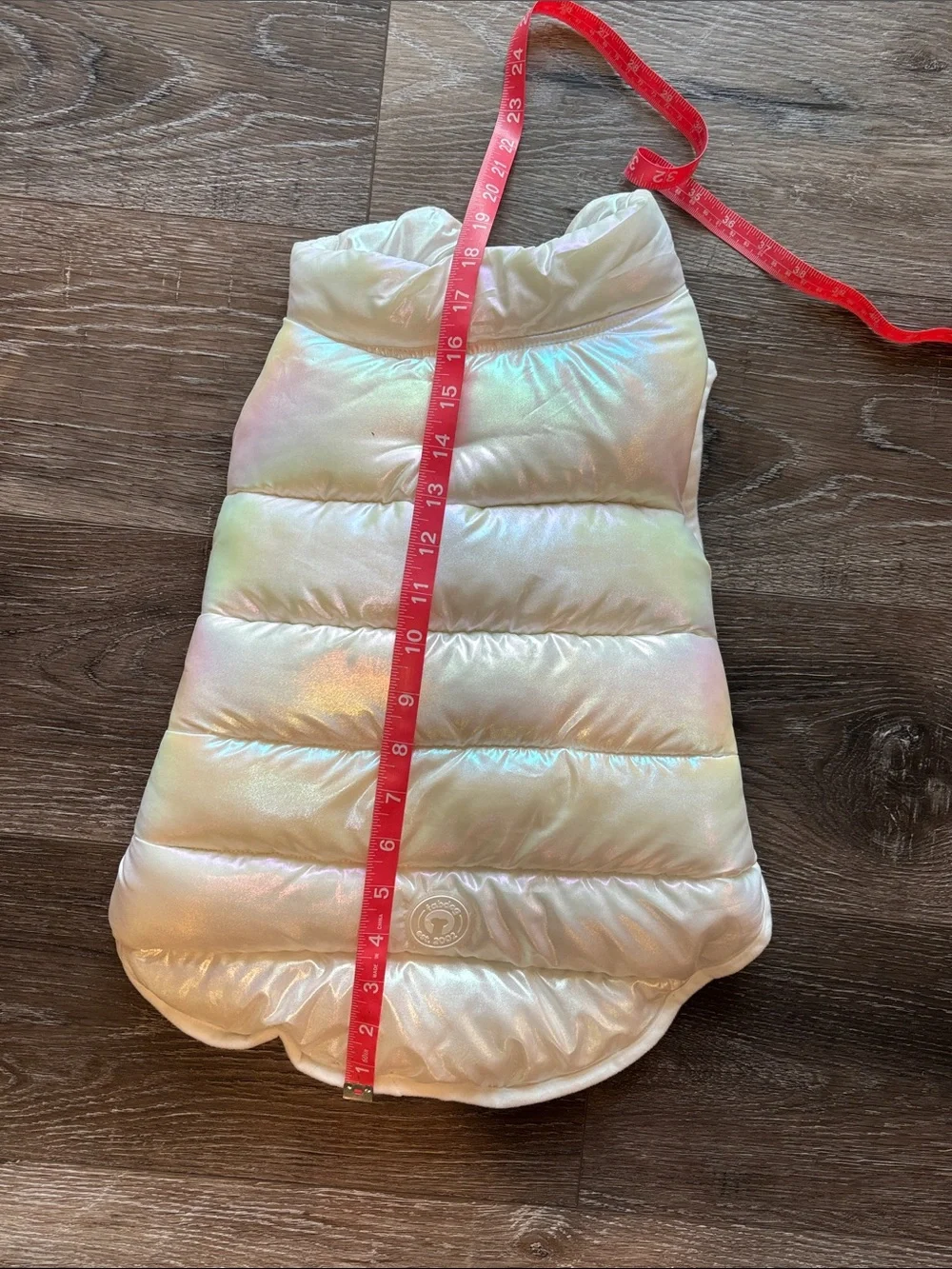 Fabdog Iridescent Cream Dog Puffer Coat Size Large